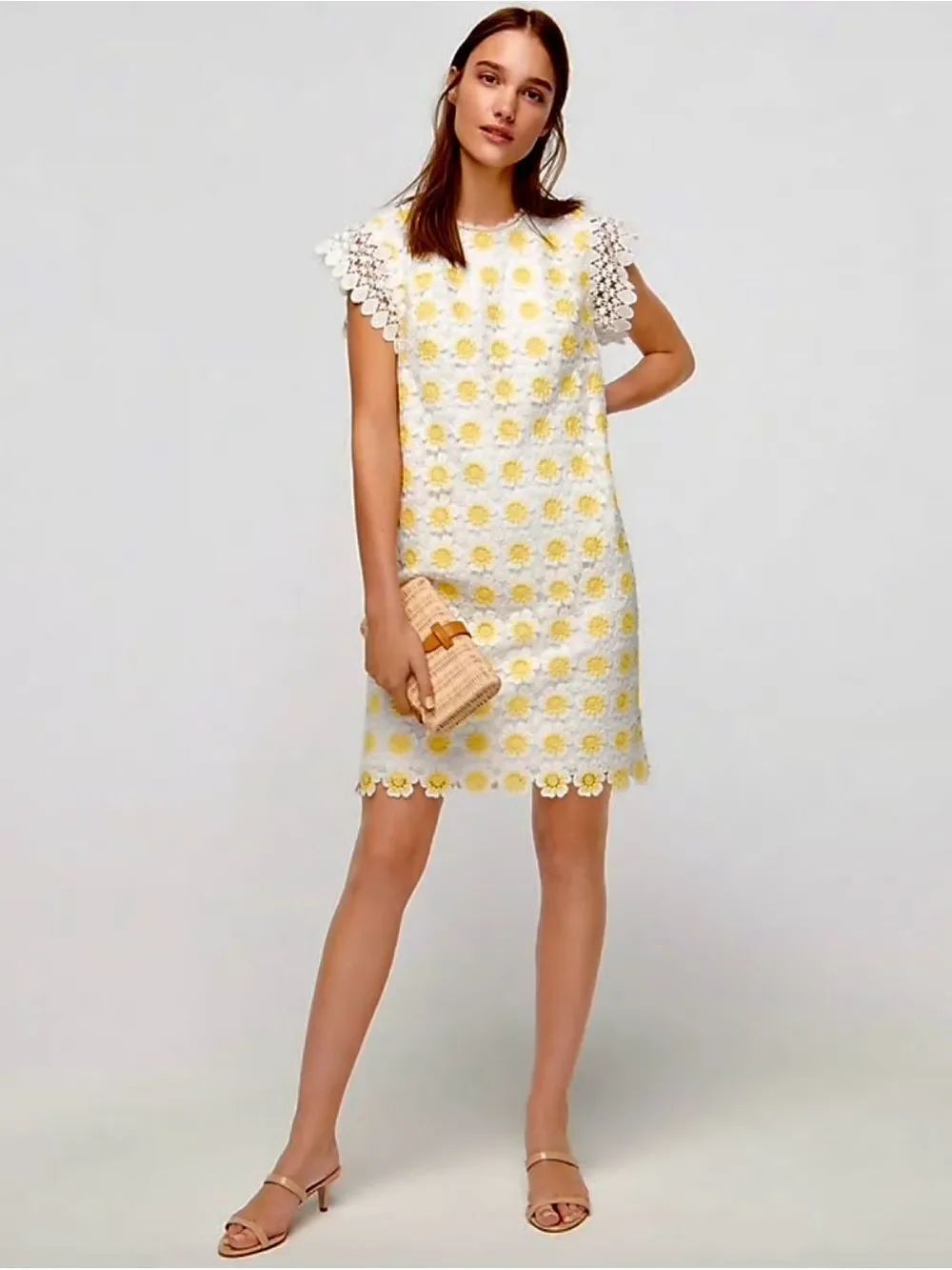 J Crew Short Sleeve Dress in Floral Crochet NWT